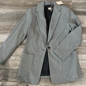 Women's Black, Blue & White Checkered Blazer